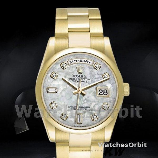 Rolex Day-Date 118208 Mother of Pearl Diamond Dial 36mm Unisex Replica Watch