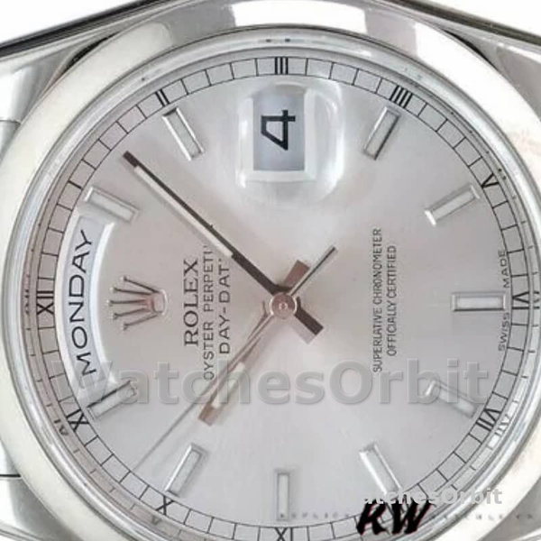 Rolex Day-Date 118209 Silver Dial White Gold 36mm Unisex Replica Watch