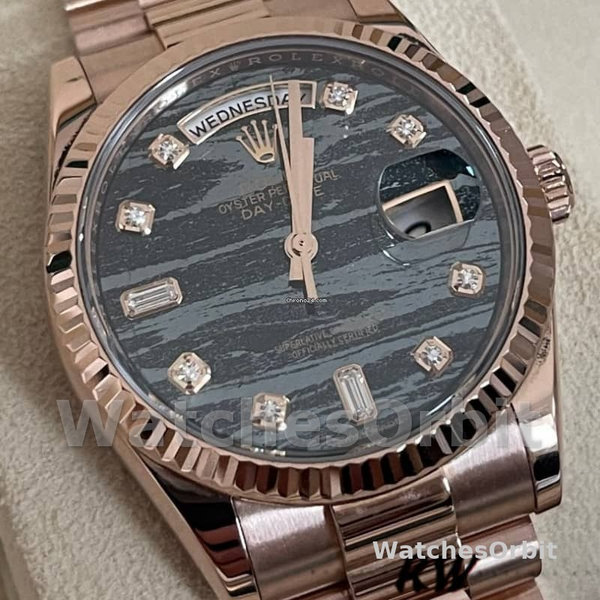 Rolex Day-Date 118235 Everose Gold Diamond Ferrite Dial 36mm Unisex Replica Watch