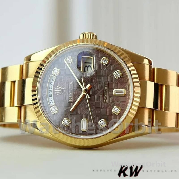 Rolex Day-Date 118238 Black MOP Diamond Dial 36mm Unisex Replica Watch