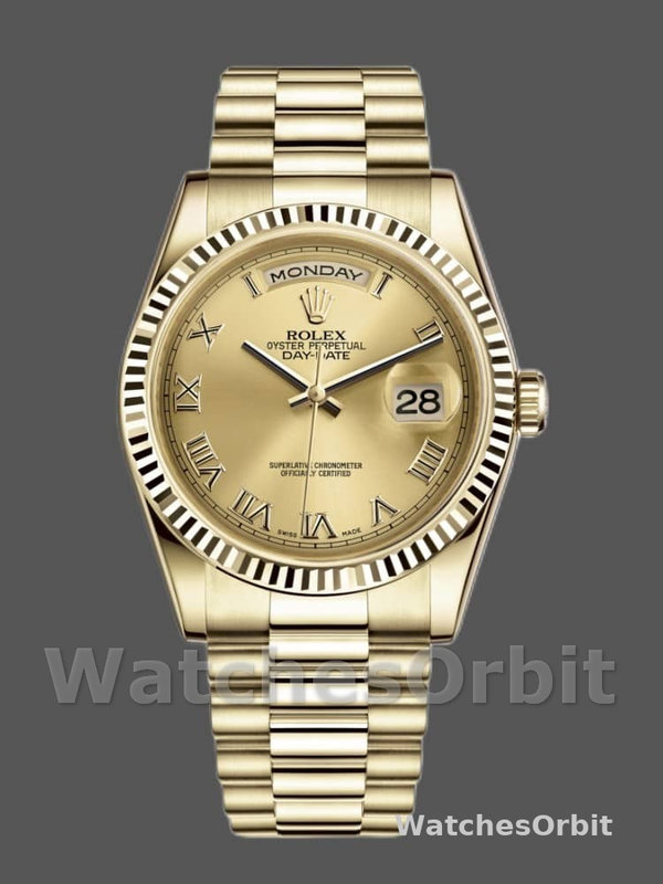 Rolex Day-Date 118238 Champagne Dial 36mm Unisex Replica Watch