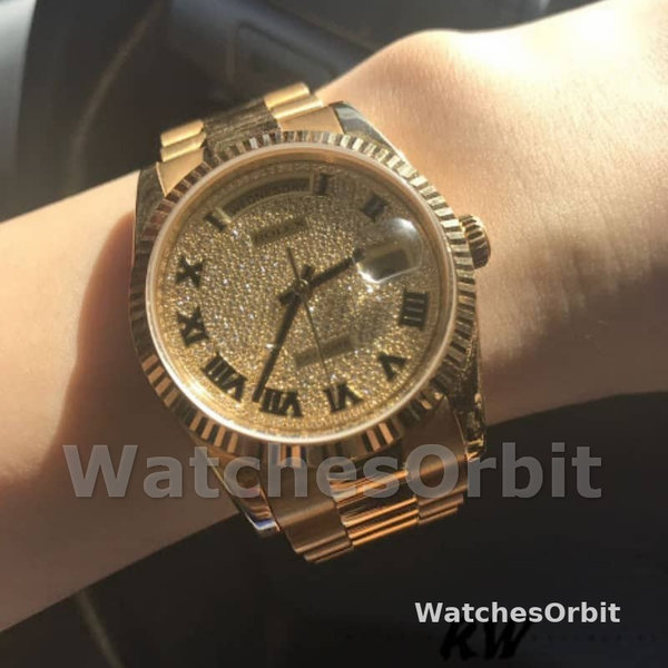 Rolex Day-Date 118238 Pave diamond dial 36mm Unisex Replica Watch