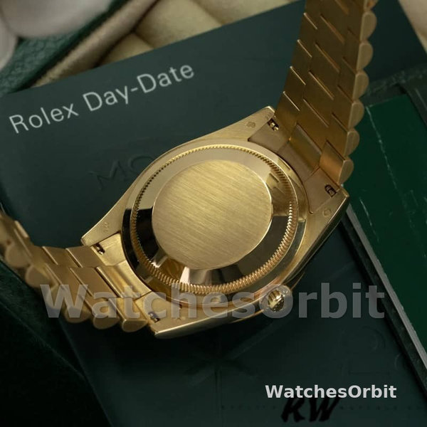 Rolex Day-Date 118238 Yellow Gold Fluted Bezel Green Dial 36mm Unisex Replica Watch