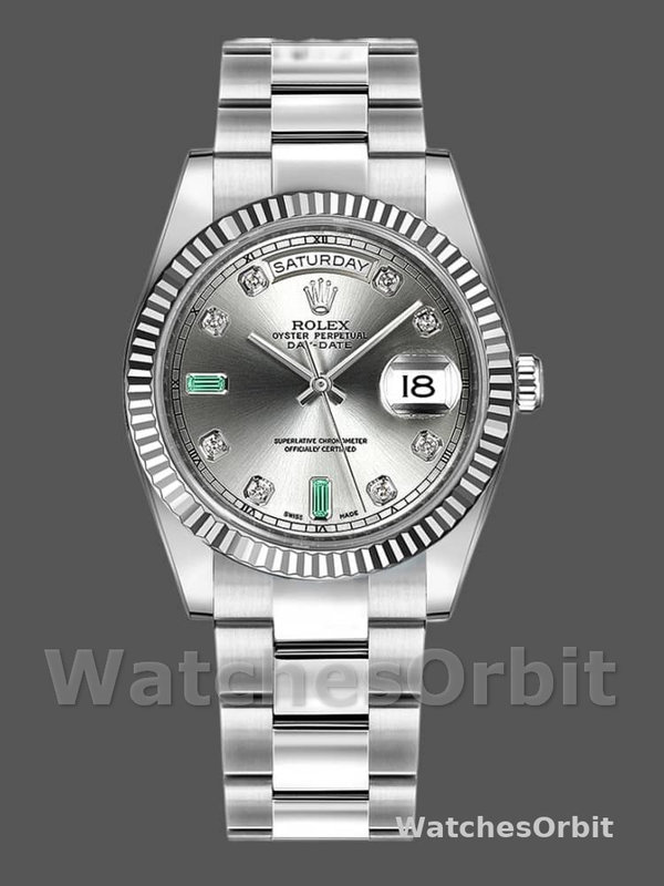 Rolex Day-Date 118239 Rhodium grey Dial white gold 36mm Unisex Replica Watch