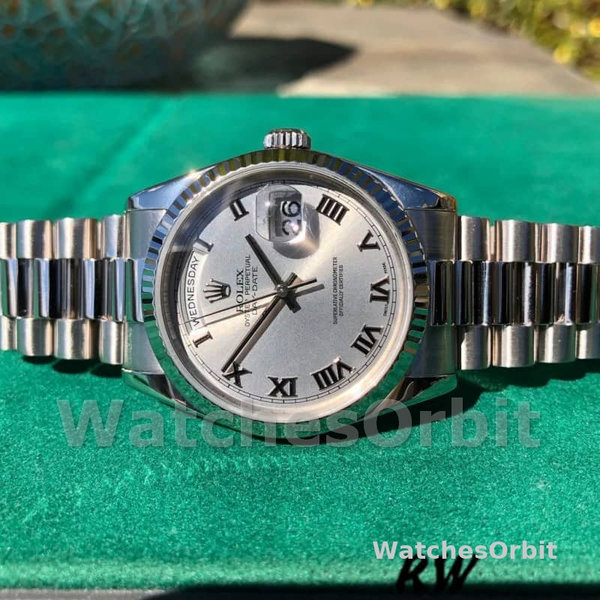 Rolex Day-Date 118239 Silver Roman Numeral 36mm Unisex Replica Watch