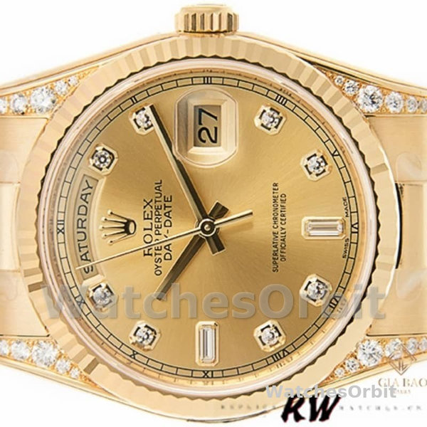 Rolex Day-Date 118338 Champagne Diamonds Dial 36mm Unisex Replica Watch