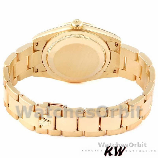 Rolex Day-Date 118338 Yellow gold Silver Diamond dial 36mm Unisex Replica Watch