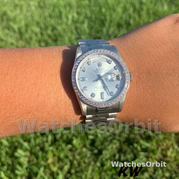 Rolex Day Date 118346 Ice Blue Dial 36mm Unisex Replica Watch