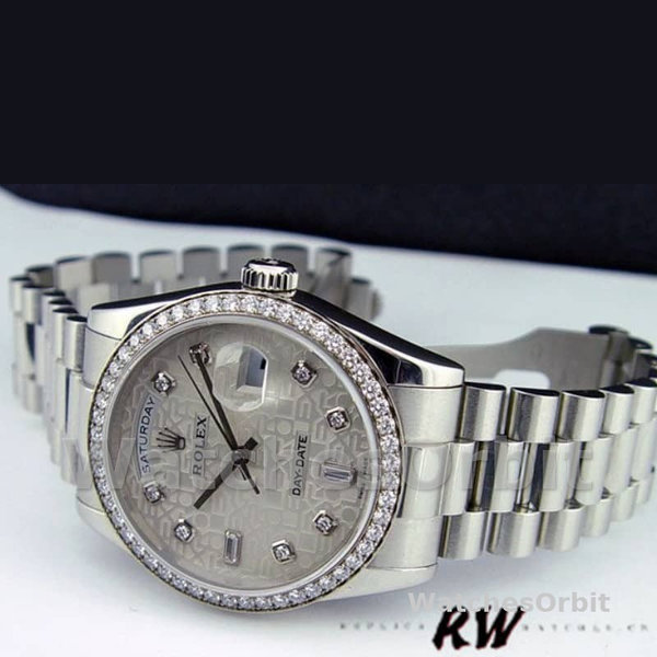 Rolex Day Date 118346 Silver Jubilee Diamond Dial 36mm Unisex Replica Watch