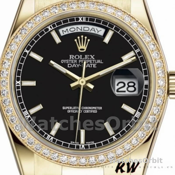 Rolex Day Date 118348 Black Dial 36mm Unisex Replica Watch