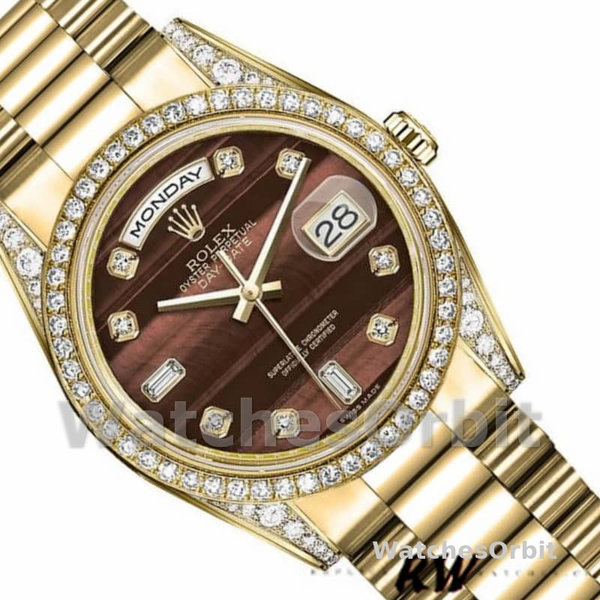 Rolex Day-Date 118388 Bull's Eye Brown Dial 36mm Unisex Replica Watch