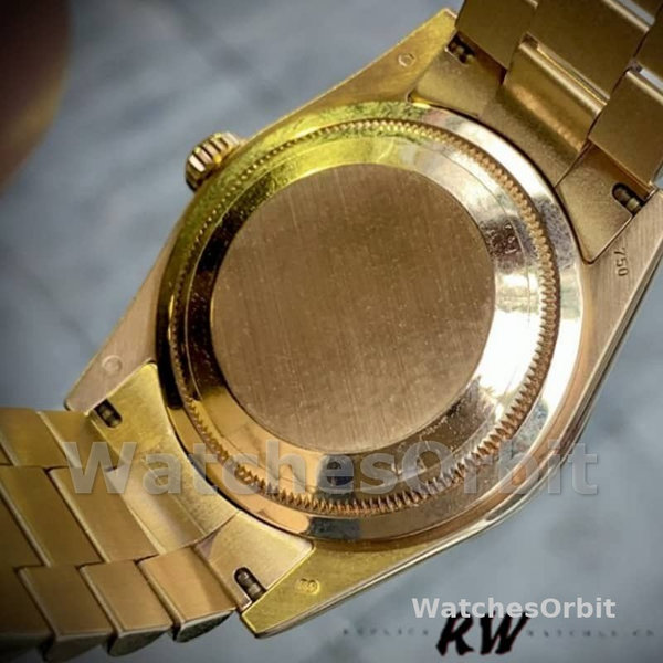Rolex Day-Date 118388 Yellow Gold Black Diamond Rubies Dial 36mm Unisex Replica Watch