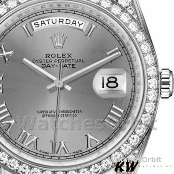 Rolex Day-Date 118389 Rhodium Grey Roman Numeral Dial 36MM Unisex Replica Watch