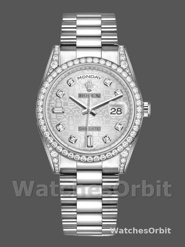 Rolex Day-Date 118389 Silver Jubilee Diamond Dial 36MM Unisex Replica Watch