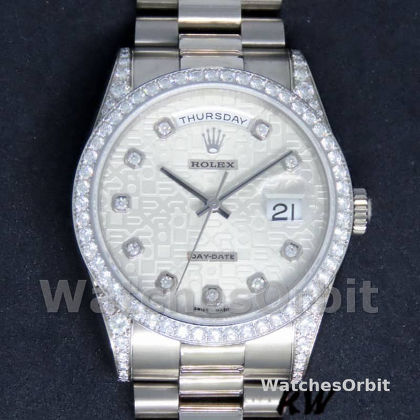 Rolex Day-Date 118389 Silver Jubilee Diamond Dial 36MM Unisex Replica Watch