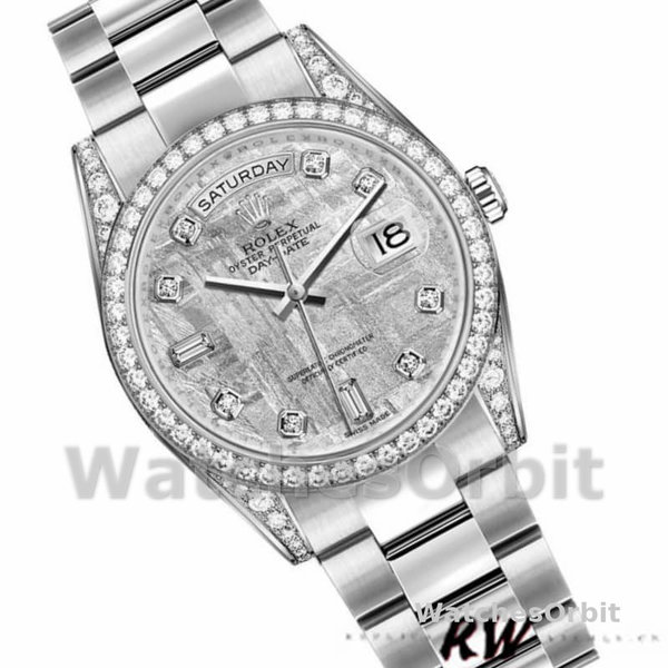 Rolex Day-Date 118389 White Gold Meteorite Grey Dial 36MM Unisex Replica Watch