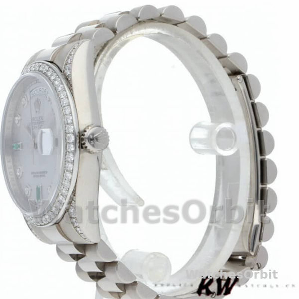 Rolex Day-Date 118389 White Gold Silver Dial 36MM Unisex Replica Watch
