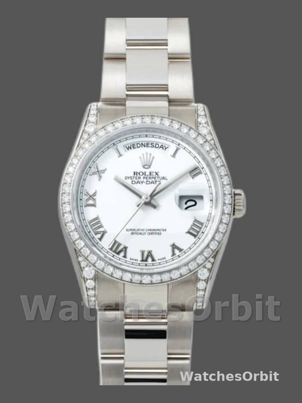 Rolex Day-Date 118389 White Roman Numeral Dial 36MM Unisex Replica Watch