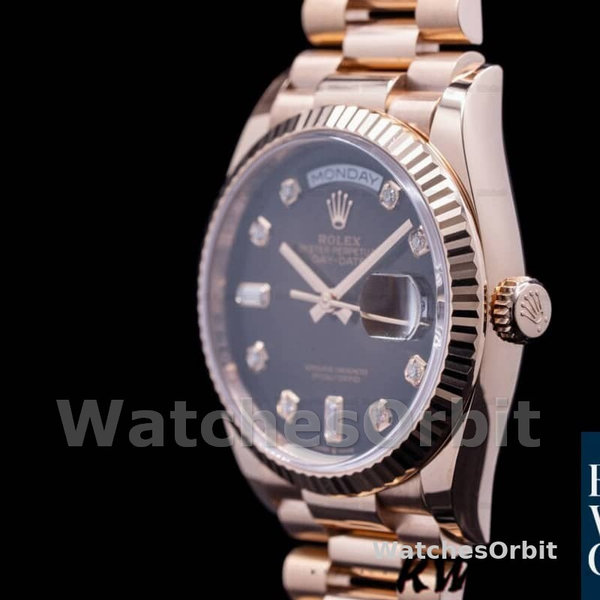 Rolex Day-Date 128235 Everose Gold Brown Ombre Diamond Dial 36MM Unisex Replica Watch