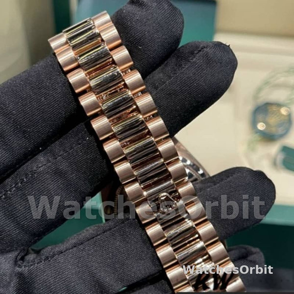 Rolex Day-Date 128345RBR Diamond Paved Dial Everose Gold 36MM Unisex Replica Watch