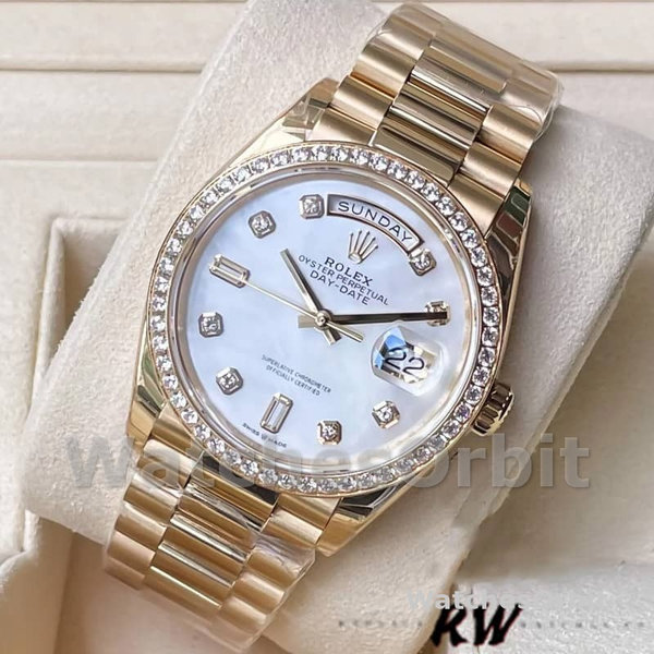 Rolex Day Date 128348RBR MOP Yellow Gold 36MM Unisex Replica Watch