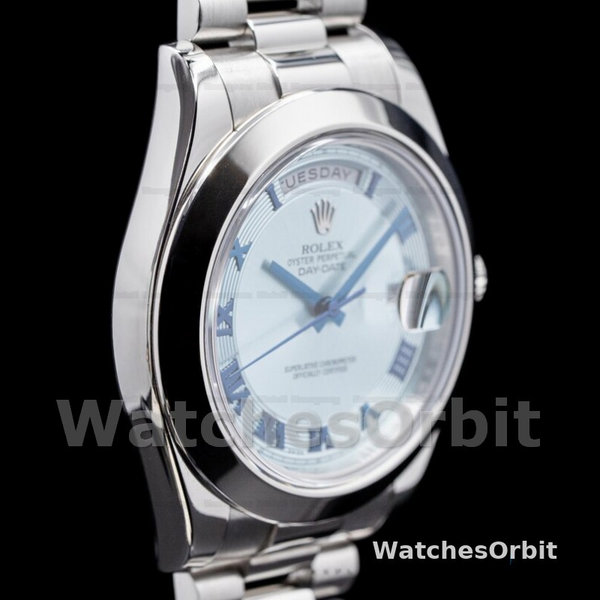 Rolex Day-Date 218206 Concentric Circle Ice Blue Dial Platinum 41MM Mens Replica Watch