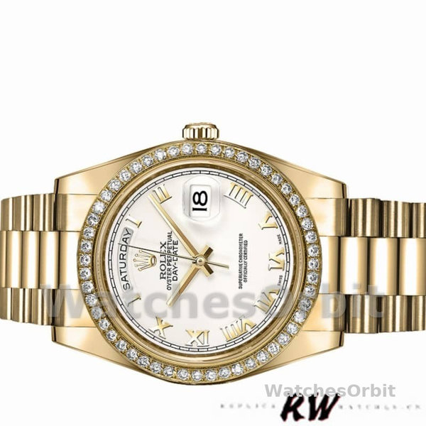 Rolex Day-Date 218348 White Roman Dial 41MM Mens Replica Watch