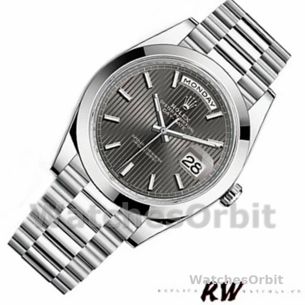 Rolex Day-Date 228206 Dark Rhodium Grey Dial Platinum 40MM Mens Replica Watch