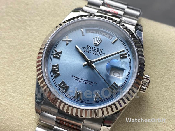 Rolex Day-Date 228236 0012 Fluted Bezel Ice Blue Dial 40MM Mens Replica Watch