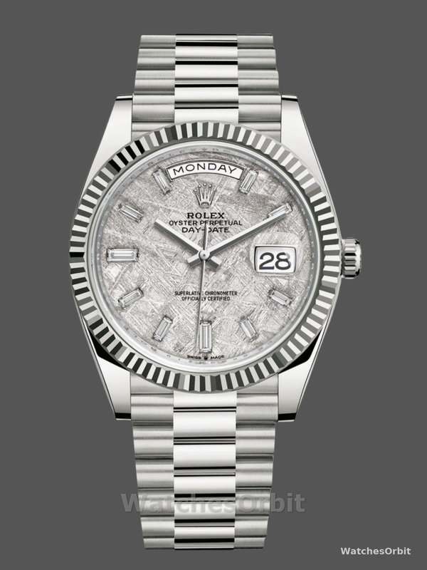 Rolex Day-Date 228239 Meteorite Grey Dial Fluted Bezel 40mm Mens Replica Watch
