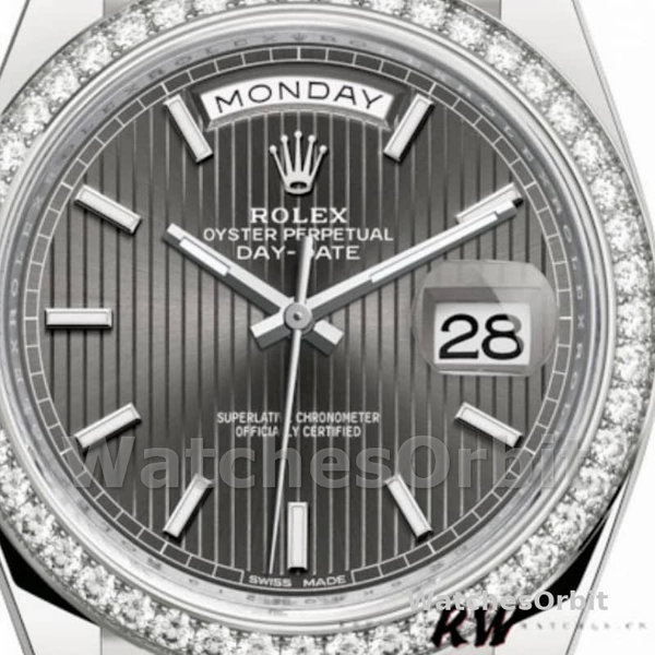 Rolex Day-Date 228349RBR Dark Rhodium Dial Diamond Bezel 40mm Mens Replica Watch