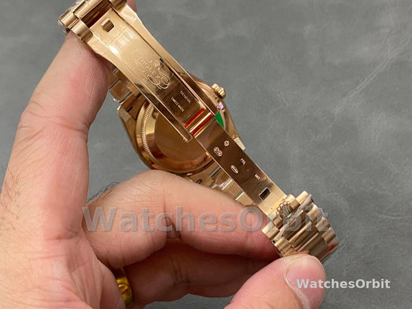 Rolex Day-Date 36 Rose Gold Turquoise Diamond-Set Roman Dial Diamond Bezel m128345rbr 0064