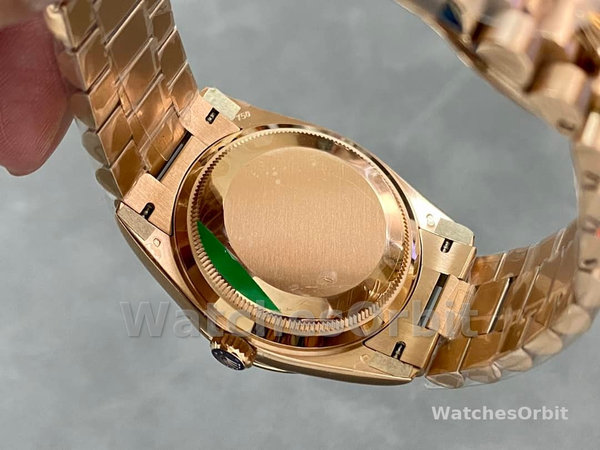 Rolex Day-Date 36 Rose Gold Turquoise Diamond-Set Roman Dial Diamond Bezel m128345rbr 0064