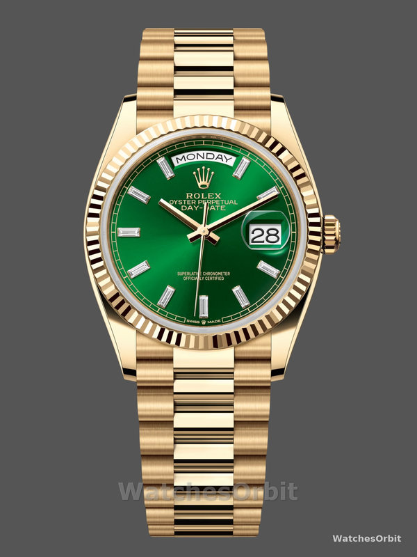 Rolex Day Date 36 Yellow Gold Automatic Green Diamond Dial M128238 0130