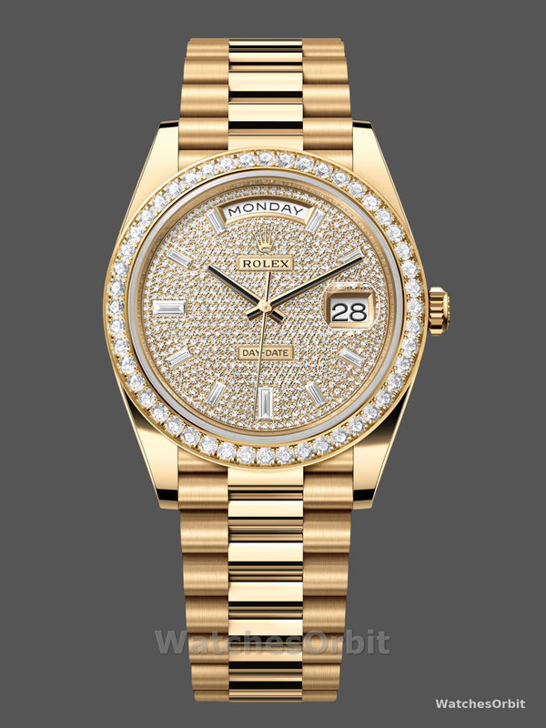 Rolex Day-Date 40 18K Yellow Gold Diamond Paved Dial Diamond m228348rbr 0037