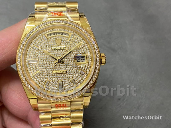 Rolex Day-Date 40 18K Yellow Gold Diamond Paved Dial Diamond m228348rbr 0037