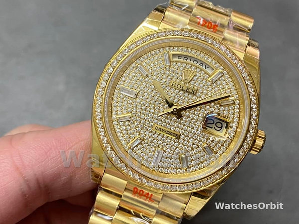 Rolex Day-Date 40 18K Yellow Gold Diamond Paved Dial Diamond m228348rbr 0037