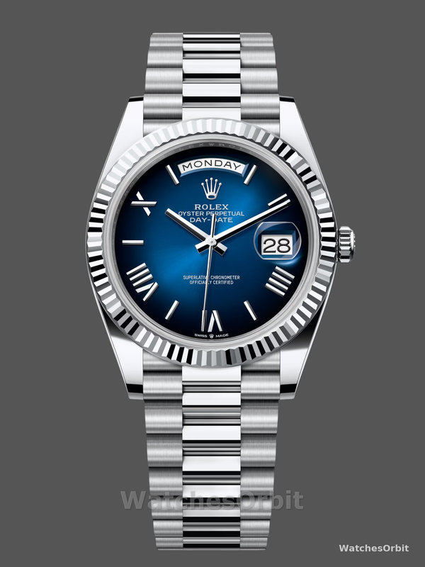 Rolex Day Date 40 White Gold Blue Ombre Dial M228236 0024