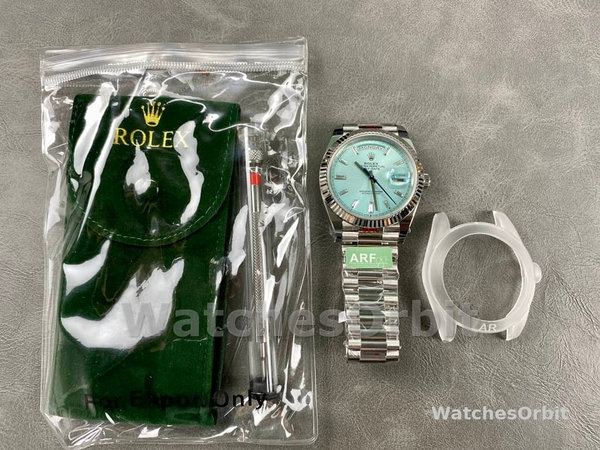 Rolex Day Date 40mm Platinum 228236 0006 Ice Blue Baguette