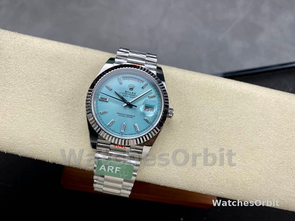 Rolex Day Date 40mm Platinum 228236 0006 Ice Blue Baguette