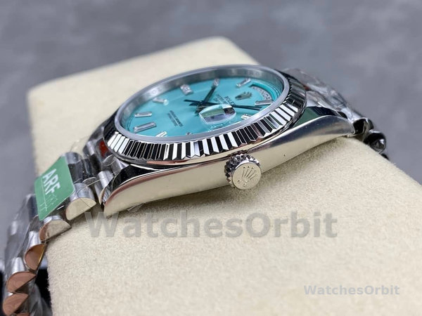 Rolex Day Date 40mm Platinum 228236 0006 Ice Blue Baguette