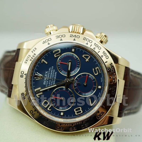 Rolex Cosmograph Daytona 116518 Yellow Gold Blue Dial 40mm Mens Replica Watch