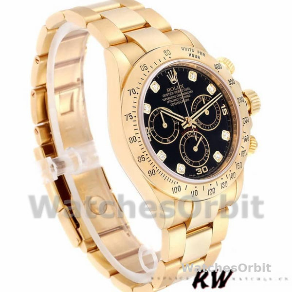 Rolex Cosmograph Daytona 116528 Black Diamond Dial 40MM Mens Replica Watch