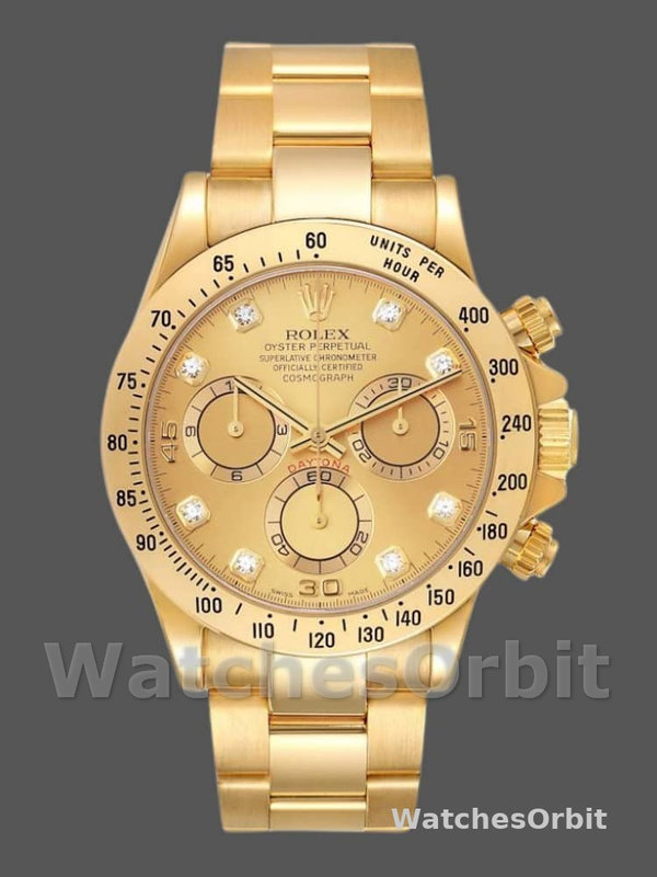 Rolex Cosmograph Daytona 116528 Champagne Diamond Dial 40mm Mens Replica Watch