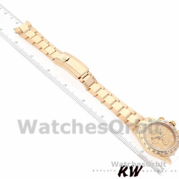 Rolex Daytona 116508 Yellow Gold Champagne Diamond Dial 40MM Mens Replica Watch