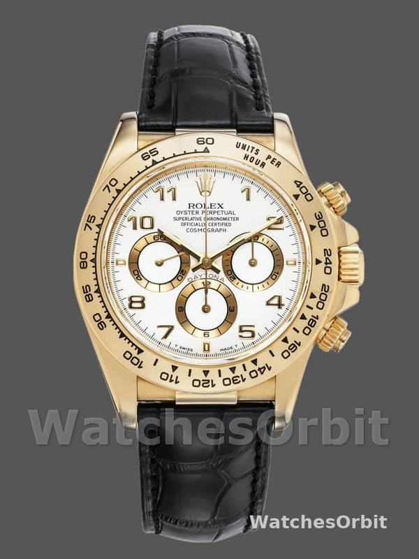 Rolex Daytona 116518 Black Leather Strap White Dial 40mm Mens Replica Watch