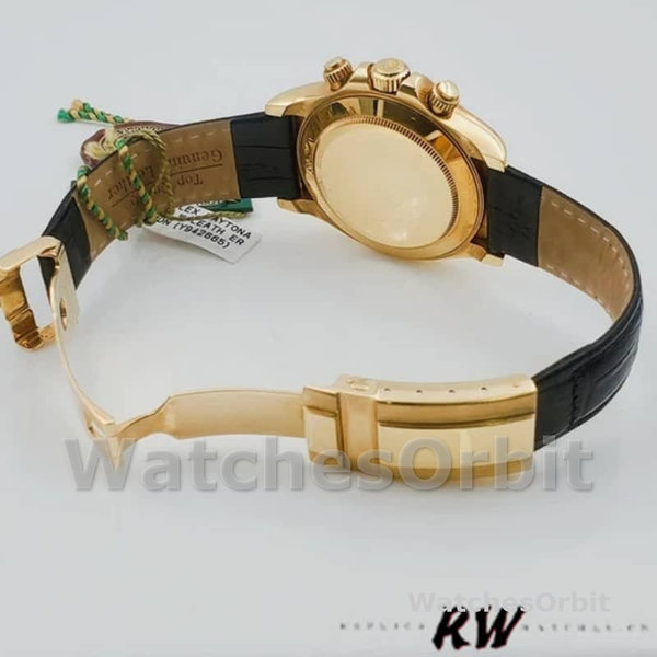 Rolex Daytona 116518 Black Leather Strap White Dial 40mm Mens Replica Watch