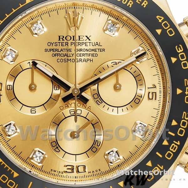 Rolex Daytona 116518 Leather Strap Diamond Champagne Dial 40mm Mens Replica Watch