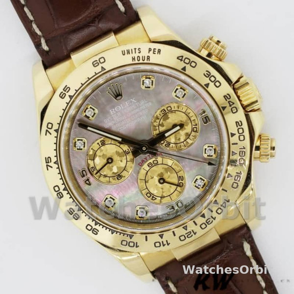 Rolex Daytona 116518 Yellow Gold Dark MOP Diamonds Dial 40mm Mens Replica Watch
