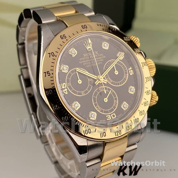 Rolex Daytona 116523 Stainless Steel Black Diamond Dial 40mm Mens Replica Watch
